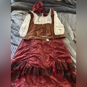 Women's Brown and Red Costume Dress